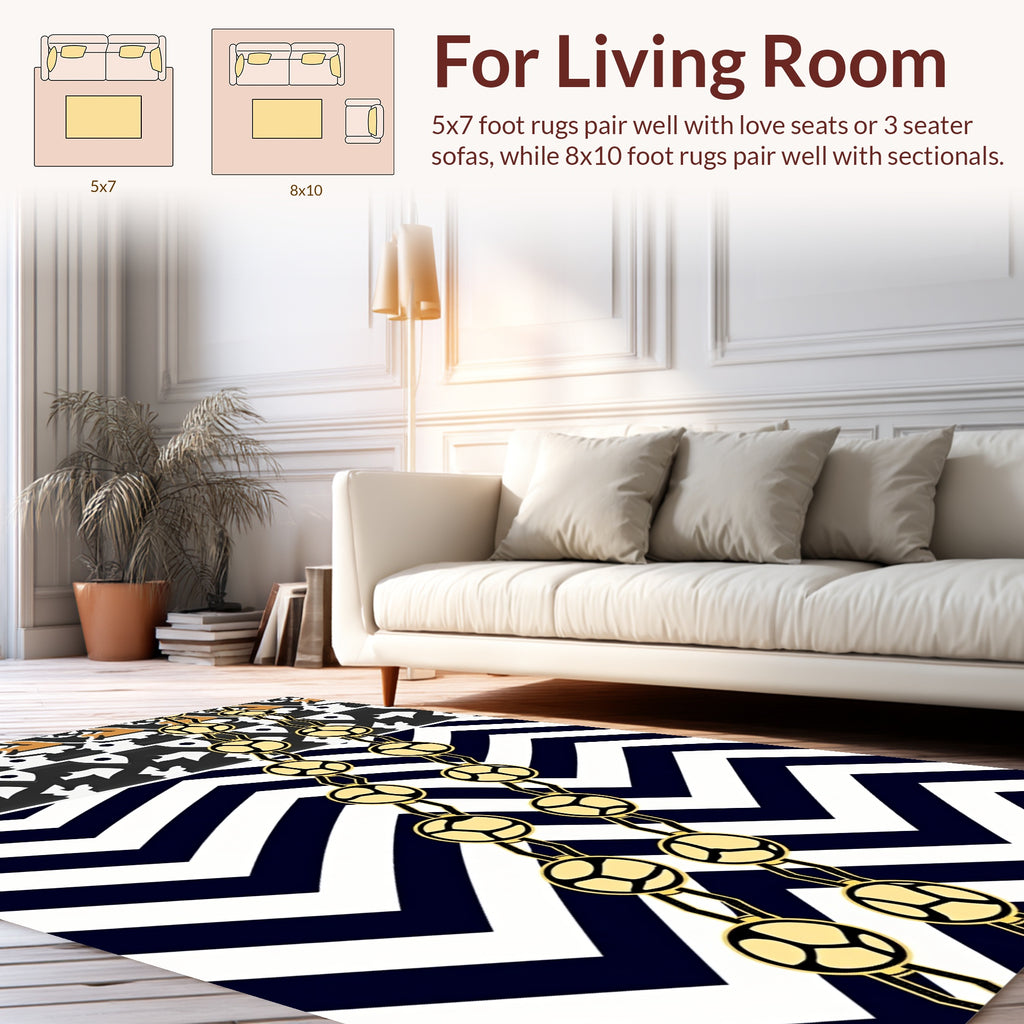 Bold Geometric Chevron Link Pattern Rug