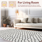 Abstract Black White Hexagon Pattern Rug