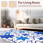 Blue Floral Vine Pattern Design Rug