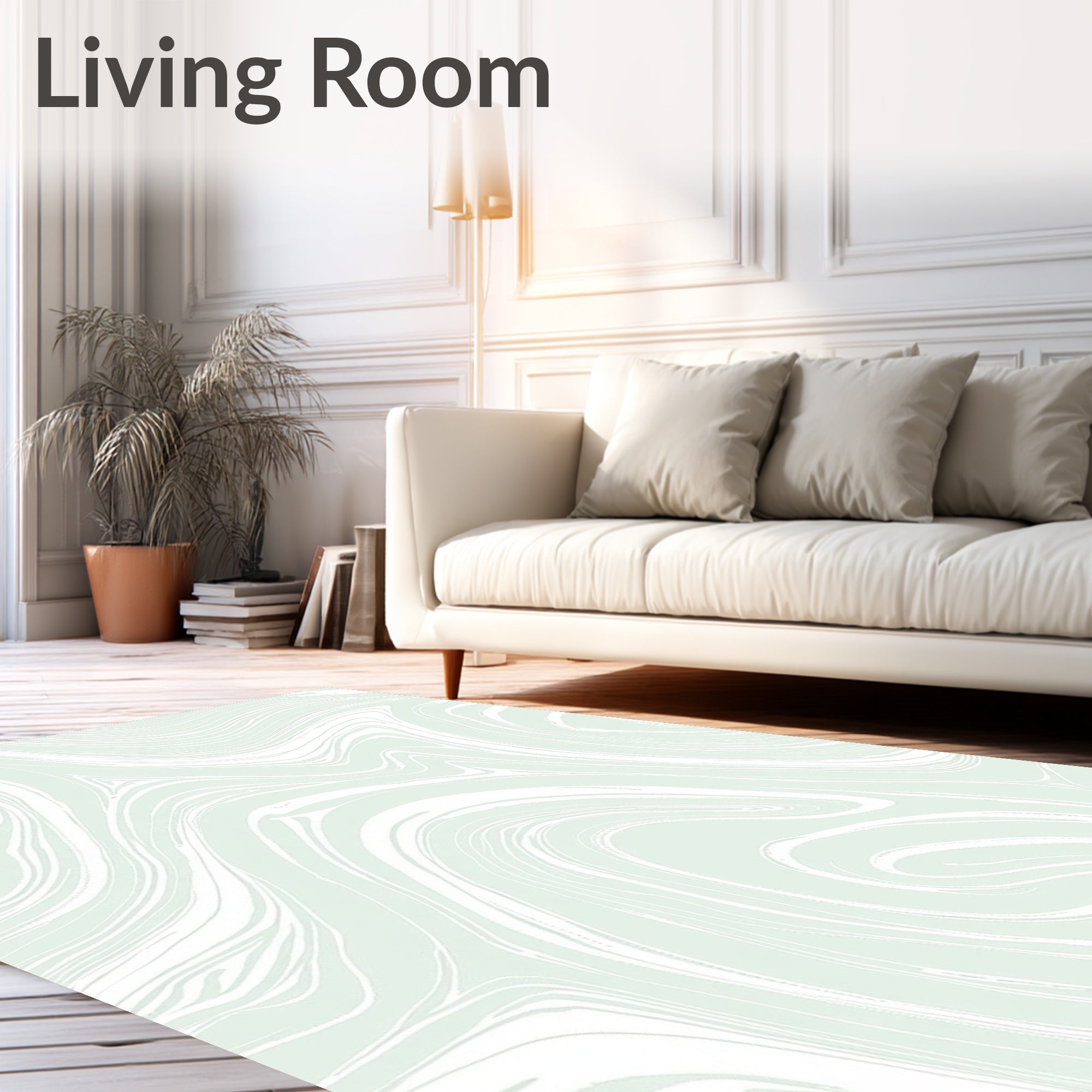Pale Green Swirl Marble Rug