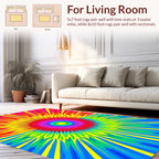 Vibrant Rainbow Sunburst Pattern Rug