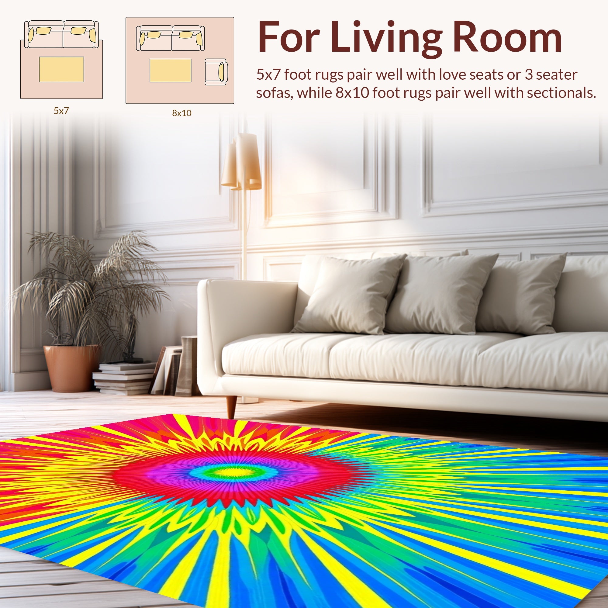 Vibrant Rainbow Sunburst Pattern Rug