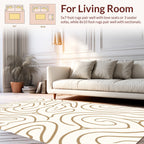 Abstract Swirl Cream Gold Pattern Rug