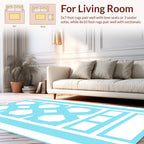Blue White Abstract Geometric Lines Rug