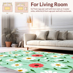Coral And White Daisy Pattern Rug