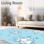 Whimsical White Floral Starry Sky Rug