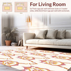 Pink Gold Abstract Floral Pattern Rug