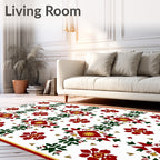 Rich Crimson Floral Starburst Medallion Rug