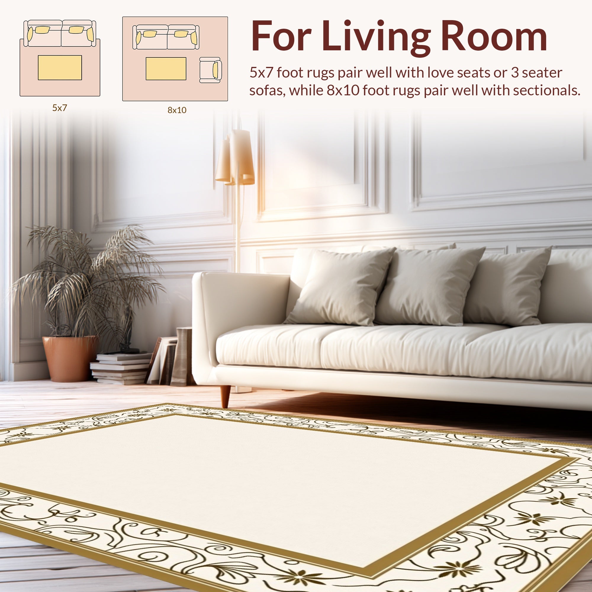 Elegant Floral Scrollwork Pattern Rug