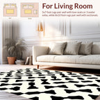 Bold Black Geometric Maze Pattern Rug