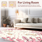 Whimsical Pink Floral Cat Pattern Rug