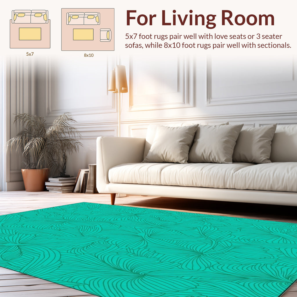 Teal Floral Swirl Pattern Rug
