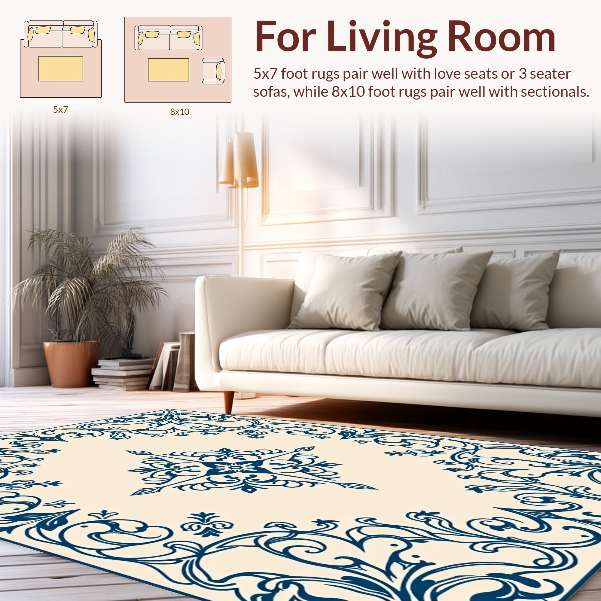 Ornate Floral Scroll Pattern Design Rug