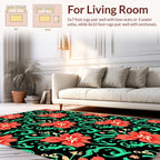 Vibrant Red Floral Swirl Pattern Rug