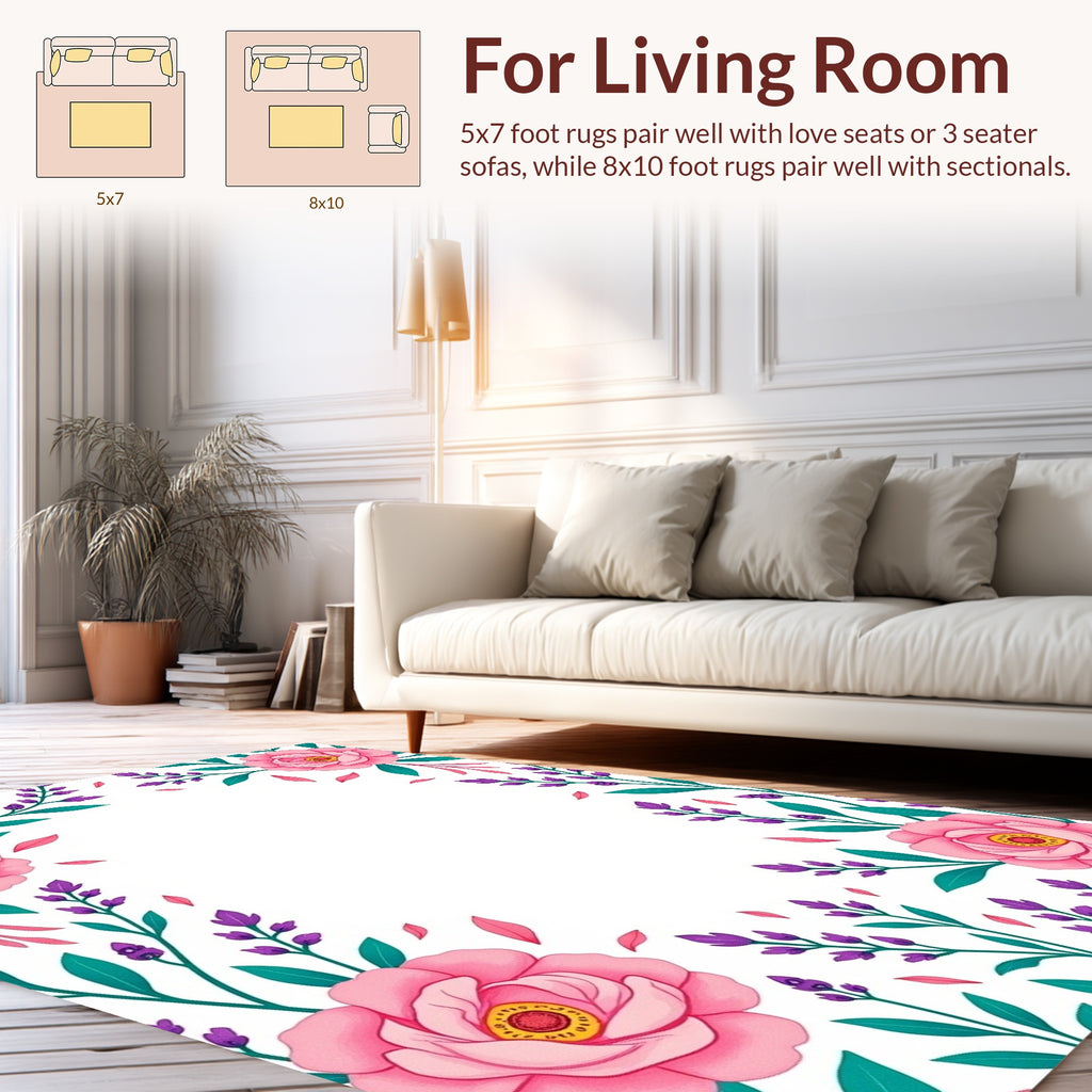 Floral Vine And Pink Rose Rug