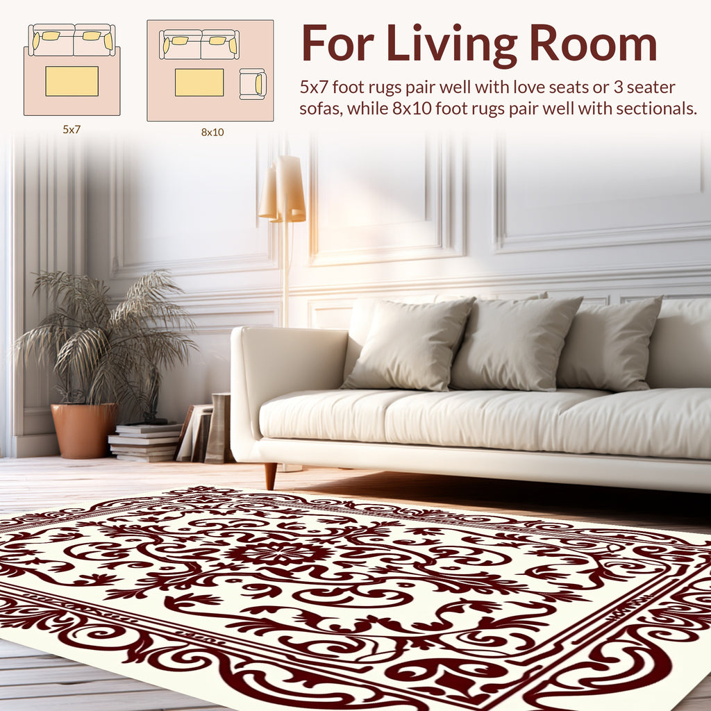 Classic Floral Bordered Square Design Rug