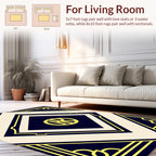 Art Deco Style Navy Cream Geometric Rug