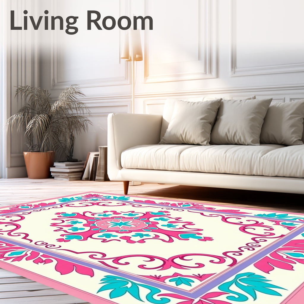 Vibrant Floral Medallion Pattern Rug