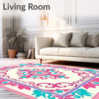 Vibrant Floral Medallion Pattern Rug