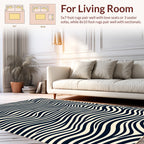 Black Cream Wavy Lines Pattern Rug