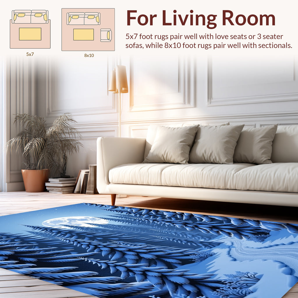 Winter Forest Moonlit Snowy Path Rug