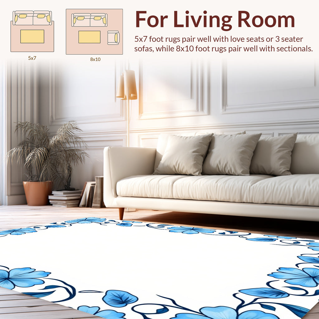 Azure Floral Vine Accent Rug