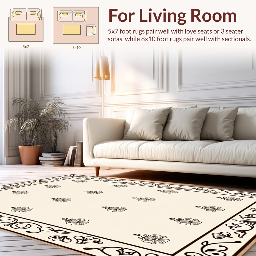 Classic Floral Scrollwork with Medallion Pattern Rug