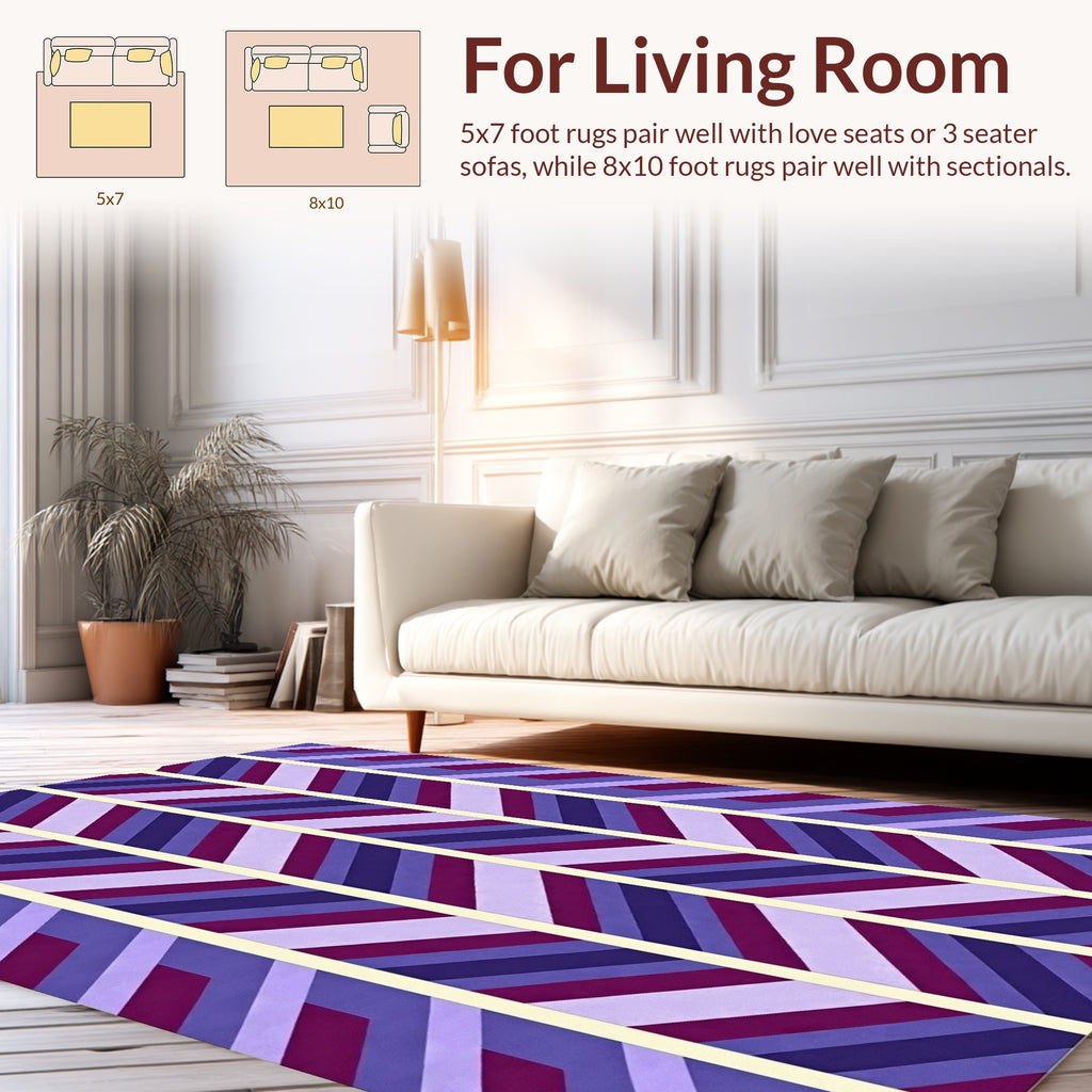 Purple Lilac Chevron Pattern Rug