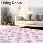 Graceful Pink Floral Outline Rug