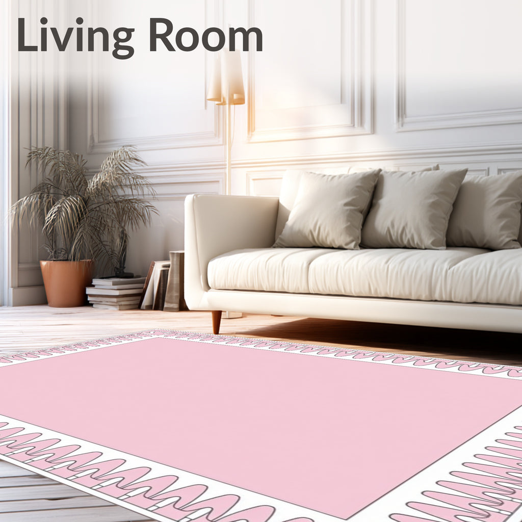 Soft Pink Layered Border Rug