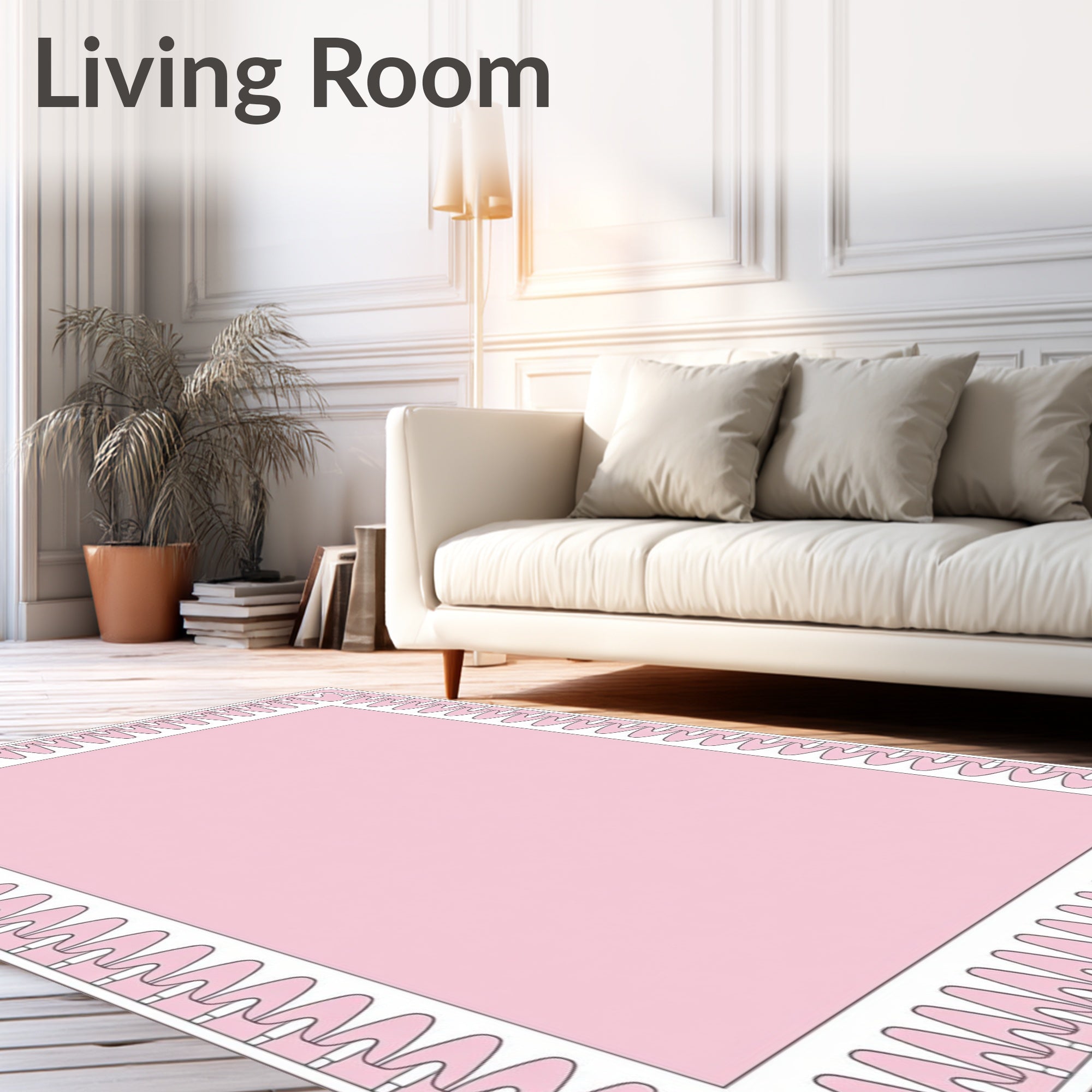 Soft Pink Layered Border Rug