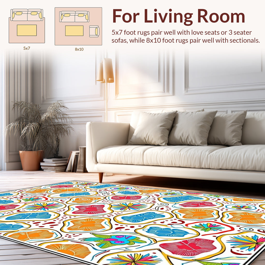 Colorful Abstract Cell Pattern Rug