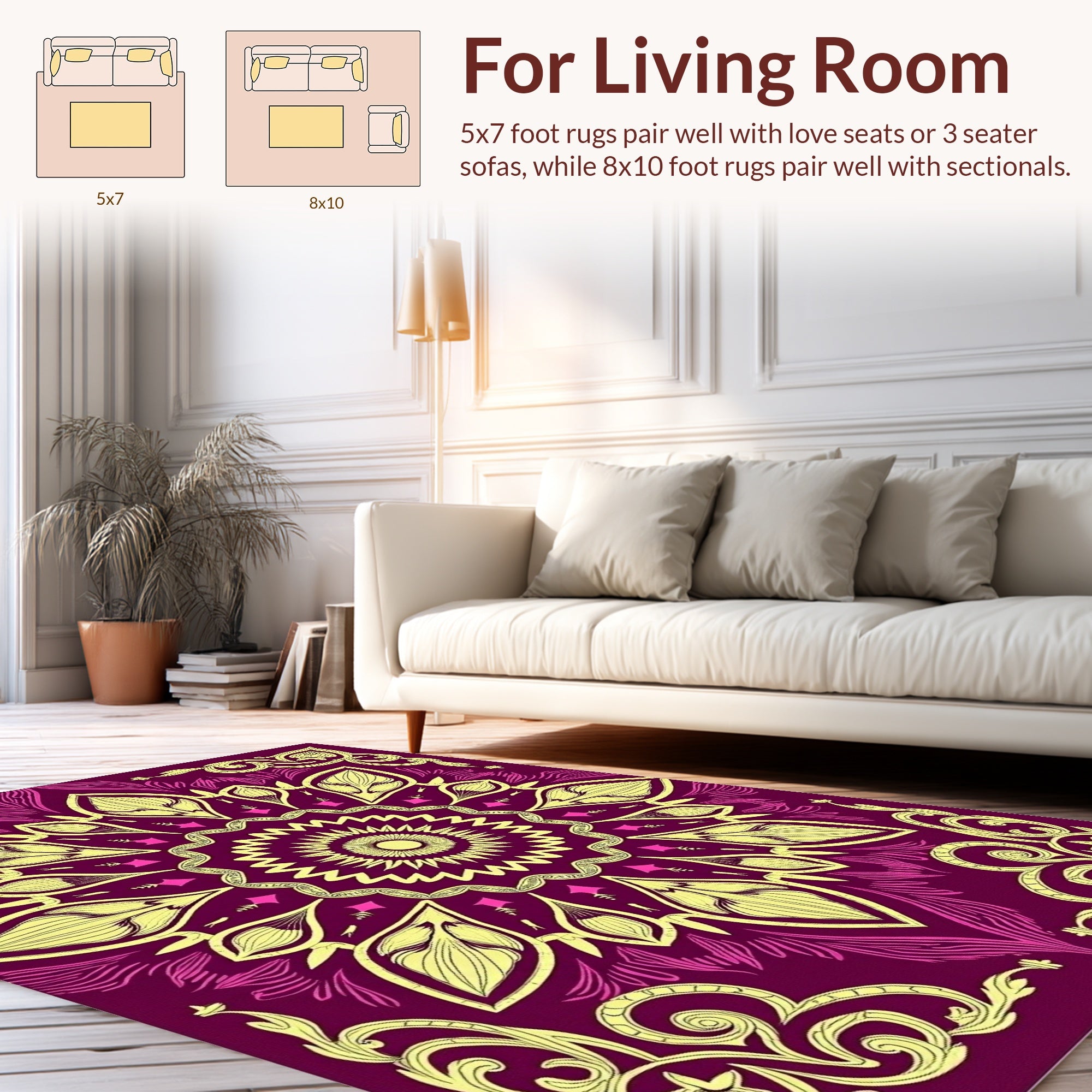 Rich Mandala Floral Pattern Rug