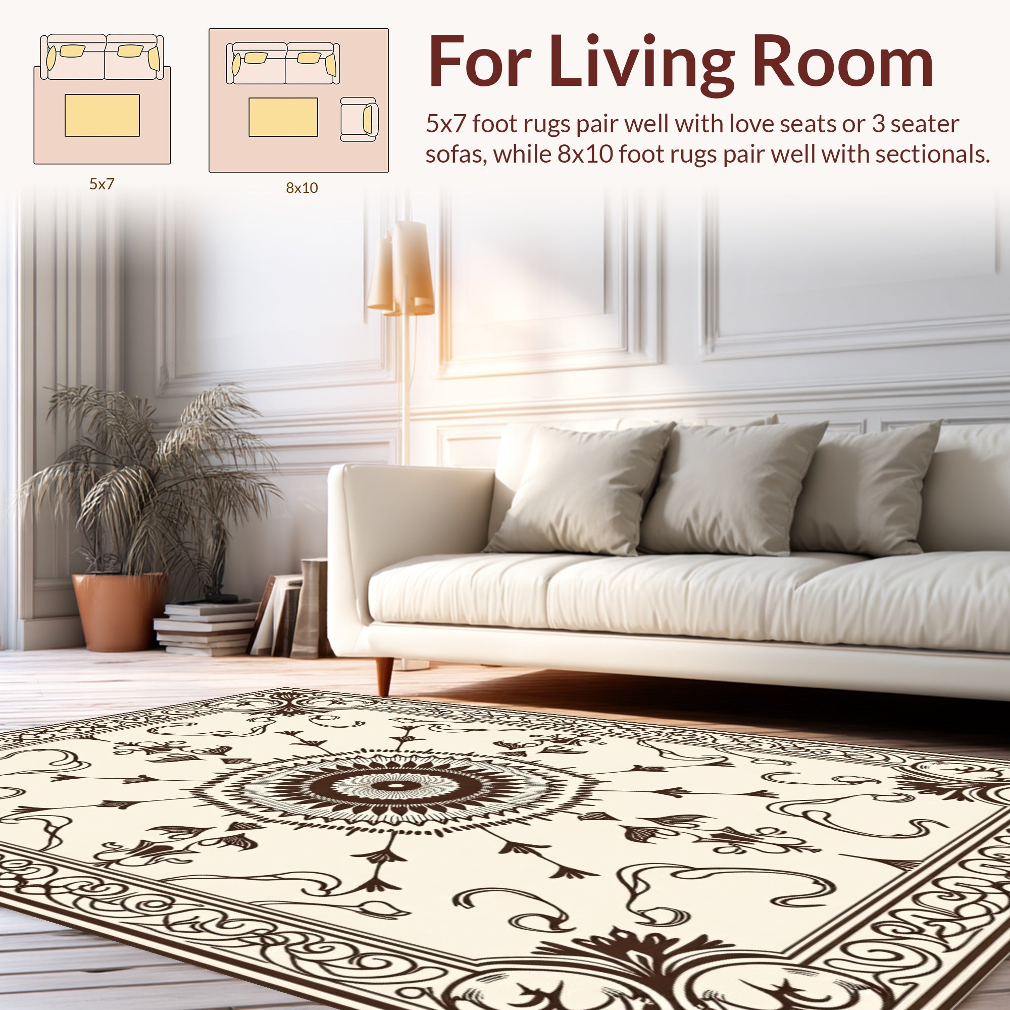 Ornate Floral Sunburst Frame Design Rug