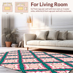Teal Pink Ornate Diamond Pattern Rug