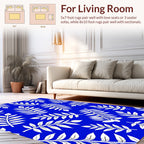 White Leaf Branches On Blue Rug