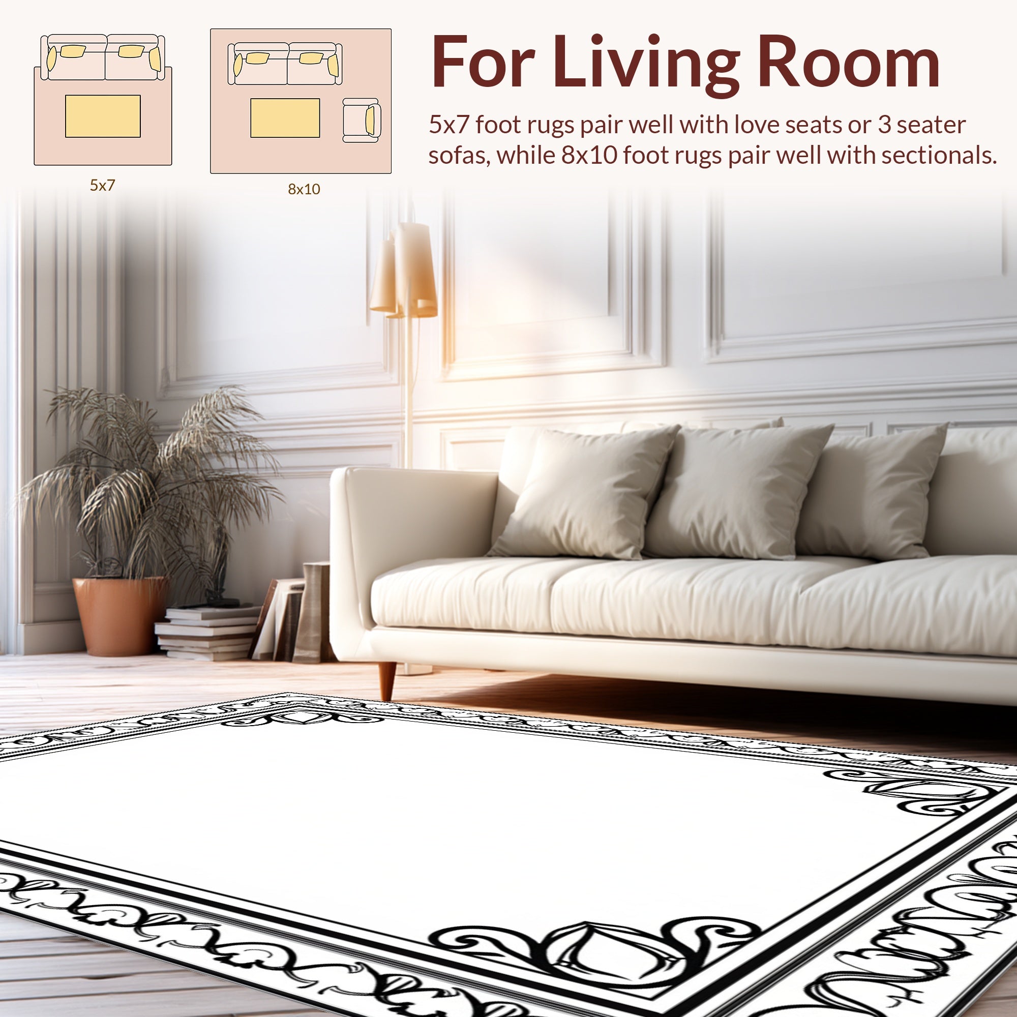 Elegant Floral Scrollwork Pattern Rug