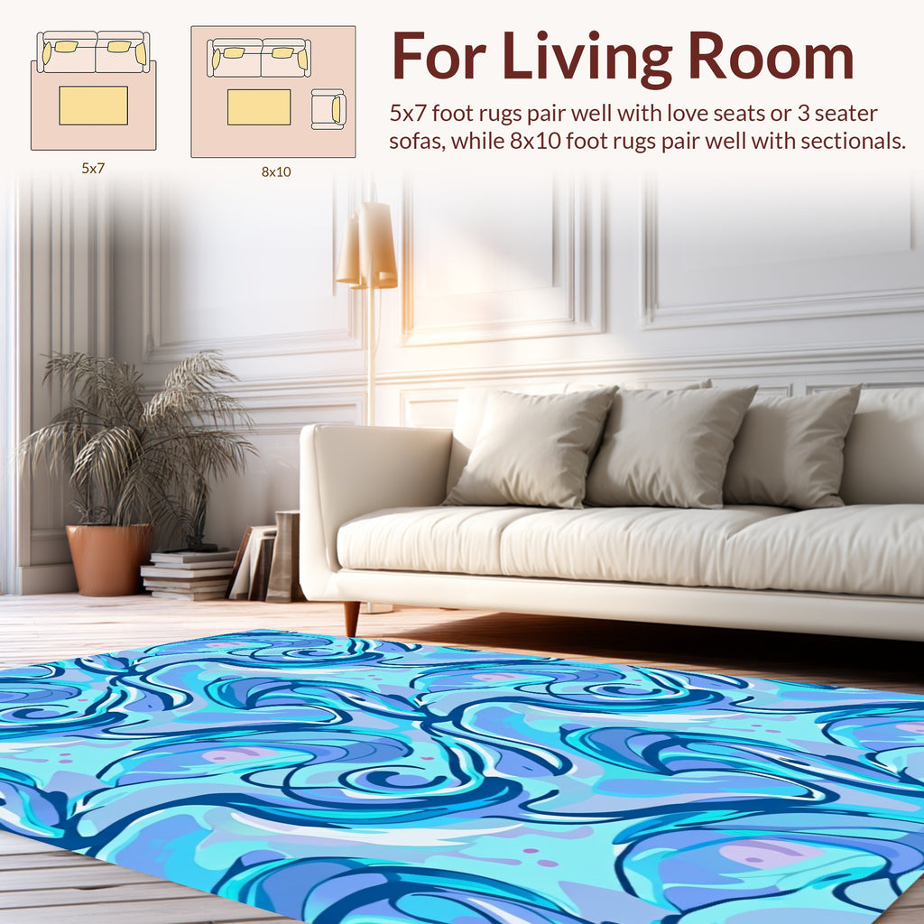 Cool Blue Swirl Pattern Rug