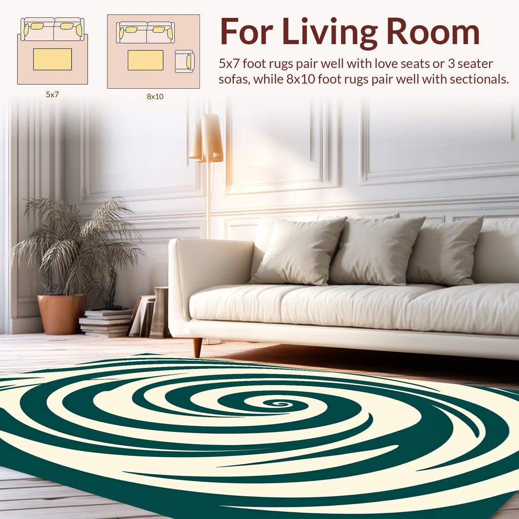 Teal Swirl Abstract Pattern Rug