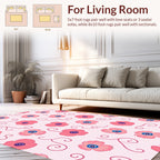 Pink Floral Swirl Pattern Art Rug