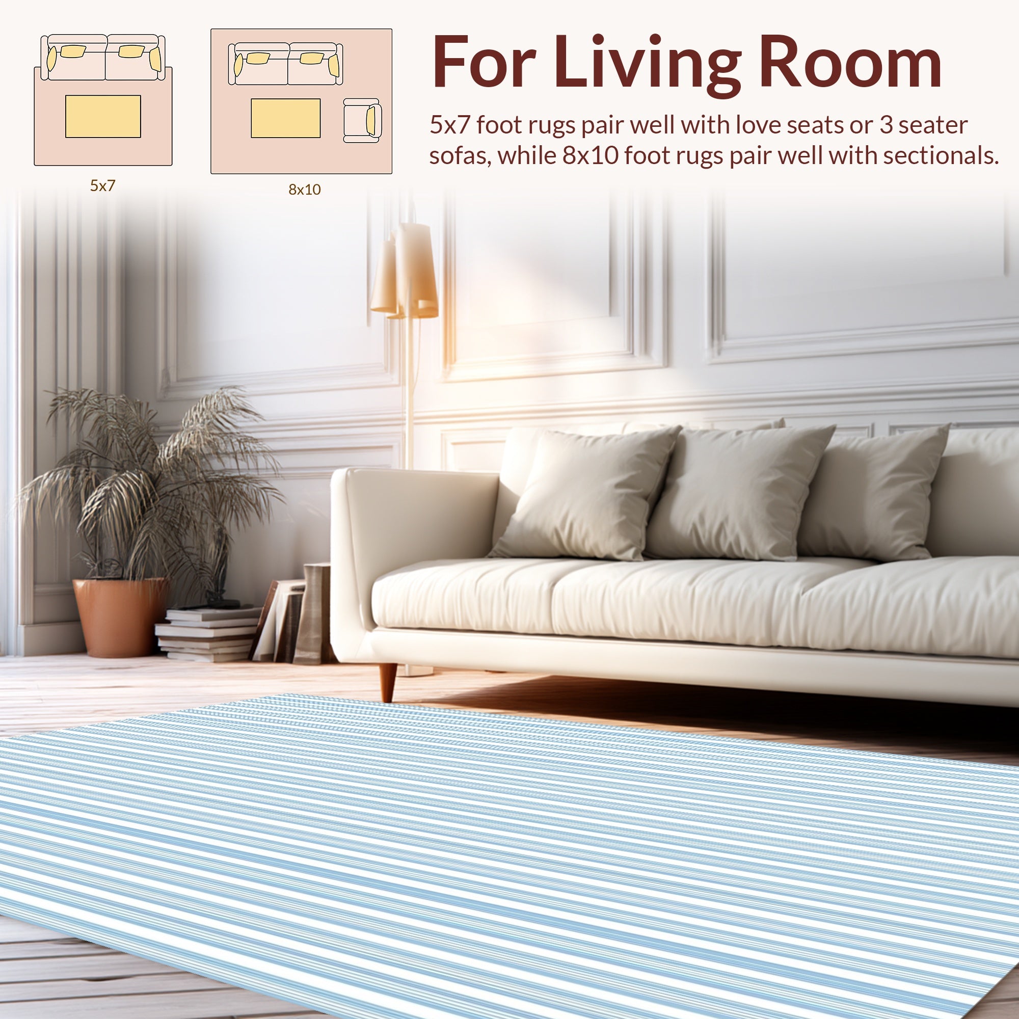 Classic Blue Striped Design Rug