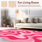 Abstract Pink Swirl Waves Design Rug