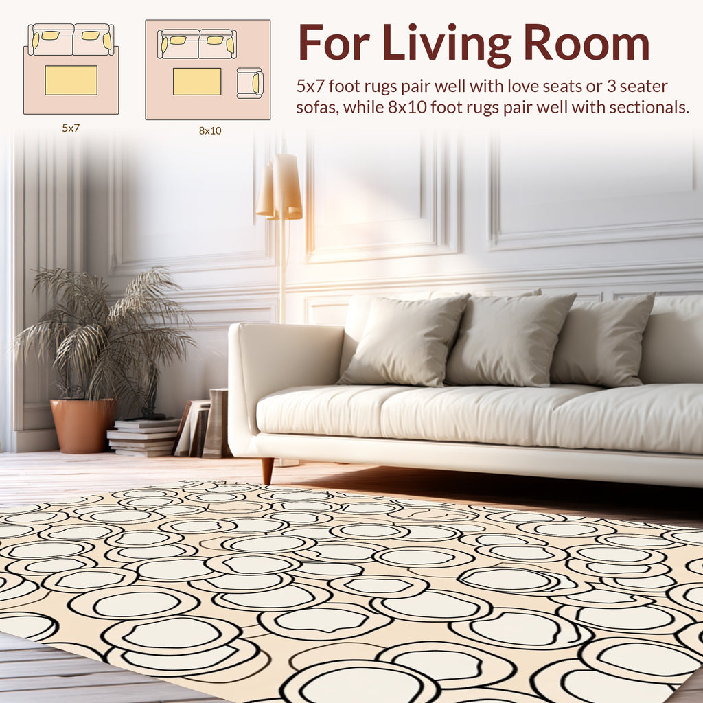 Abstract Circle Pattern with Outline Design Rug