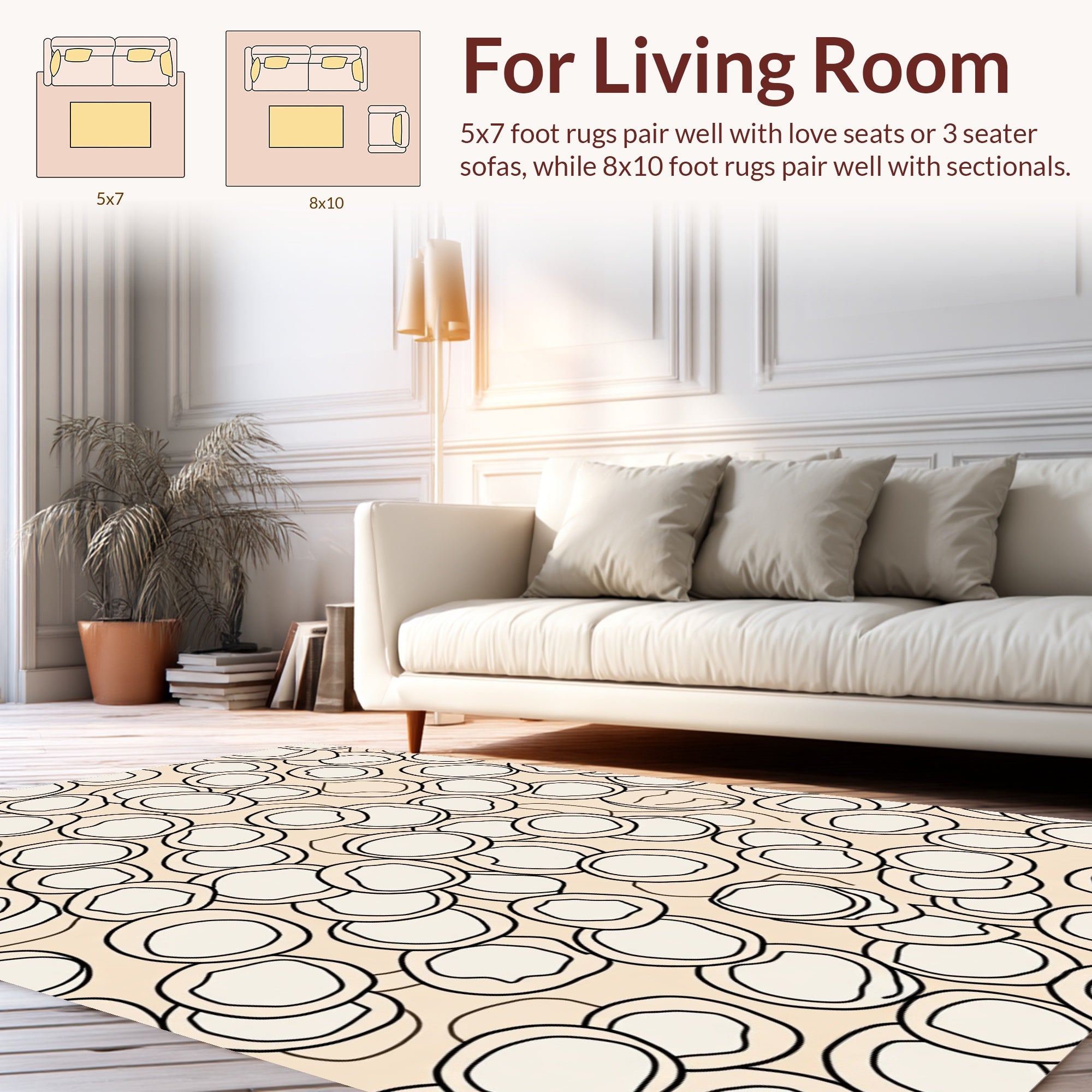 Abstract Circle Pattern with Outline Design Rug