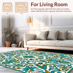 Emerald And Gold Flourish Design Rug