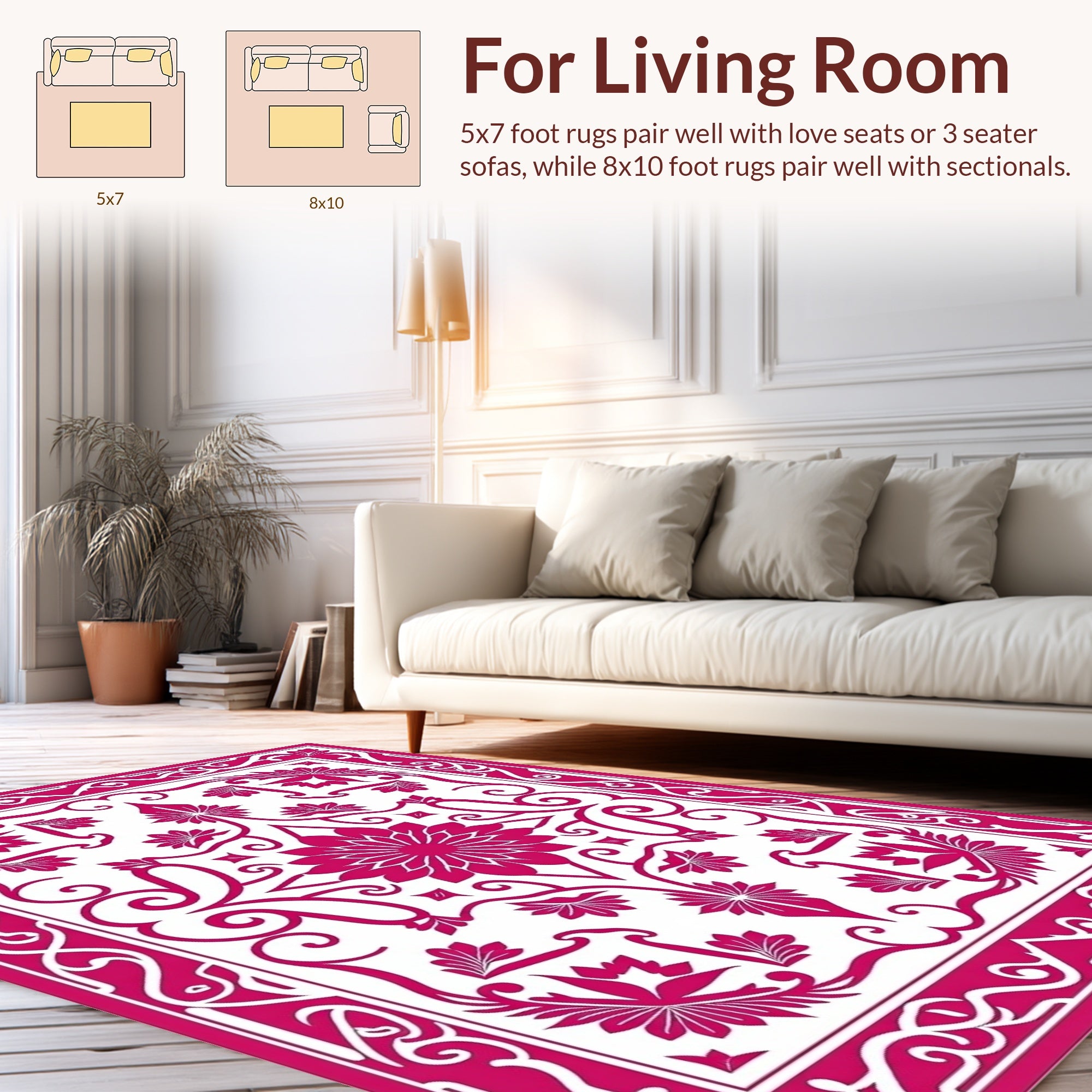 Traditional Pink Floral Ornamental Pattern Rug