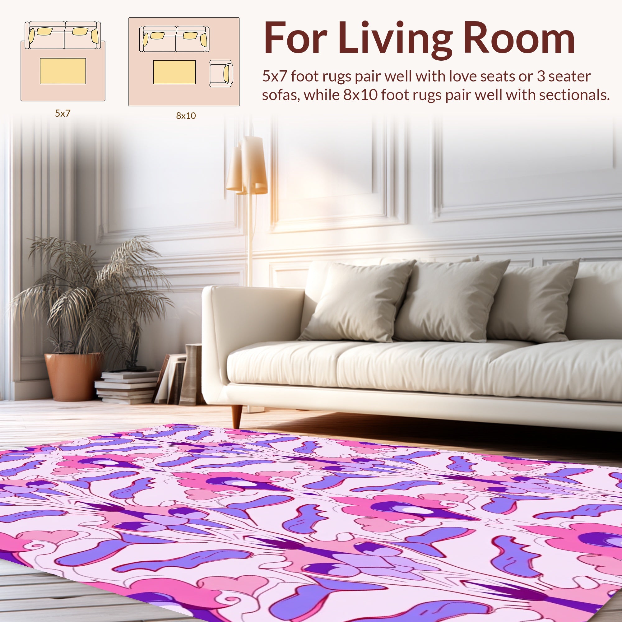 Symmetrical Floral Pattern with Pink Hues Rug
