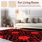 Bold Red Floral Damask Pattern Rug