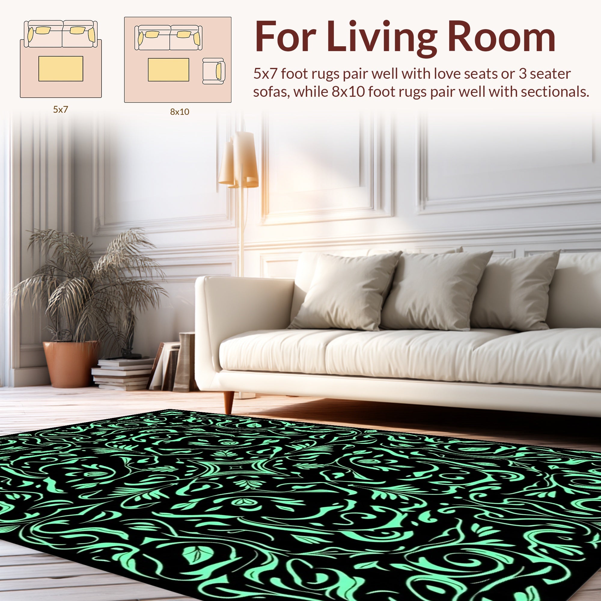 Intricate Floral Swirl Pattern Rug