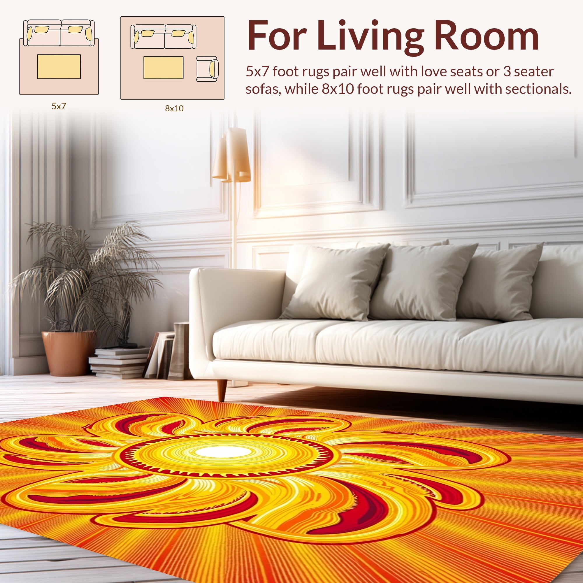 Vibrant Sunburst Floral Pattern Rug